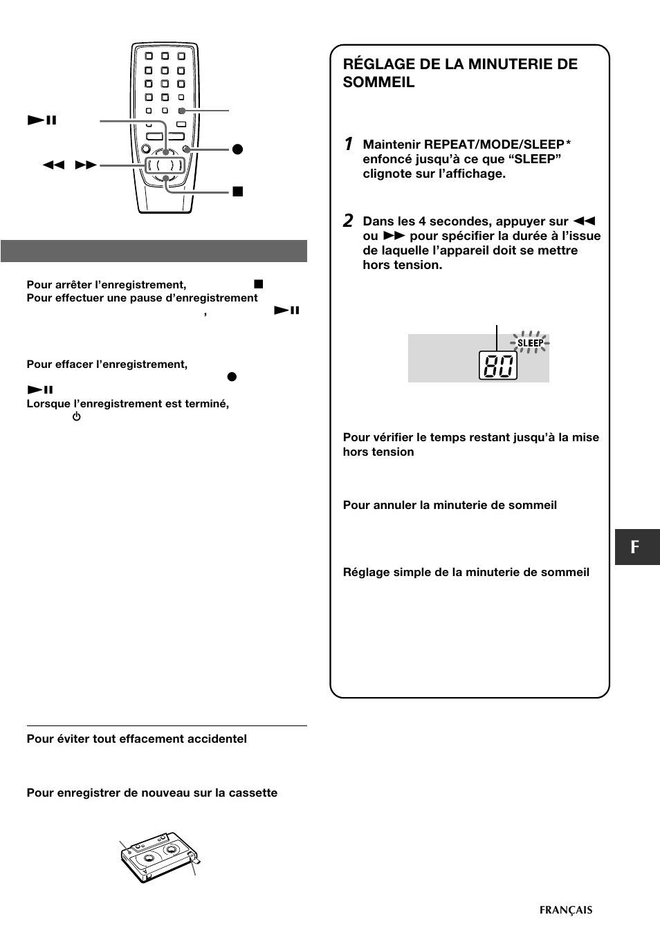 Réglage de la minuterie de sommeil | Aiwa CSD-FD89 User Manual | Page 31 / 32
