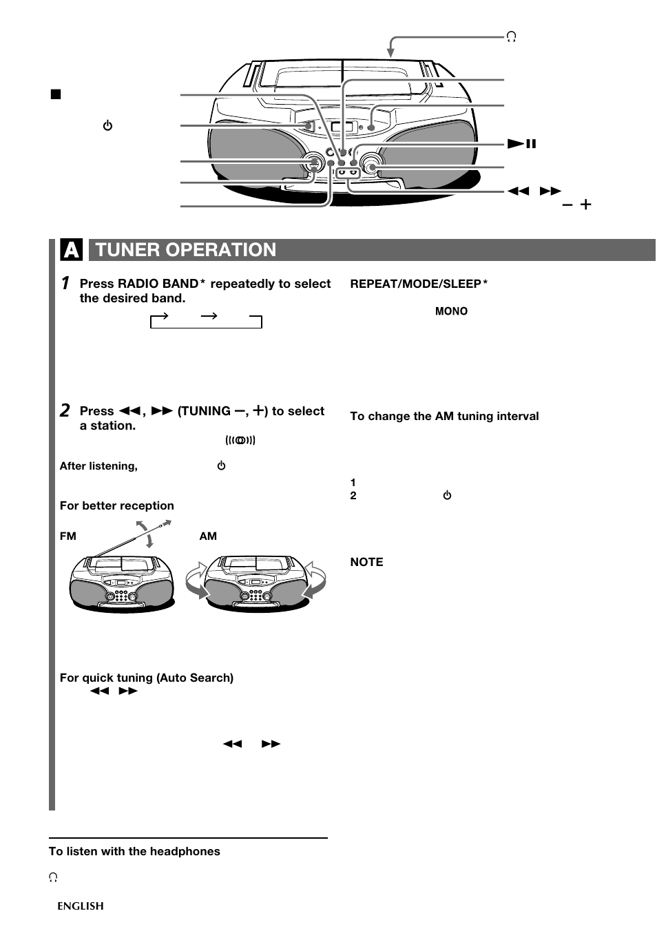 Tuner operation | Aiwa CSD-FD89 User Manual | Page 6 / 32