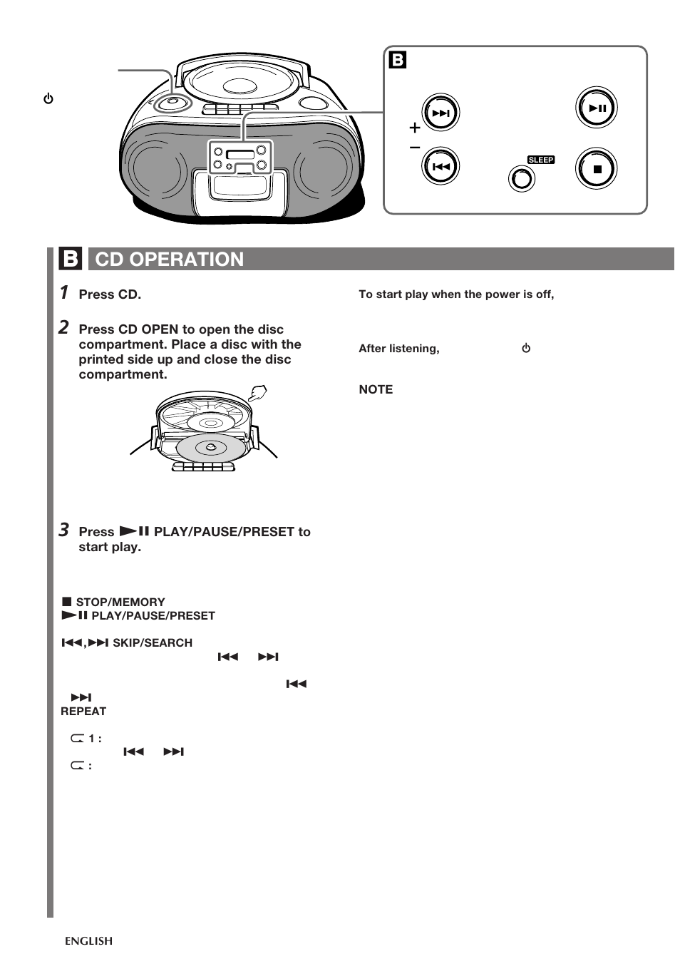 Cd operation | Aiwa CSD-TD310 User Manual | Page 6 / 10