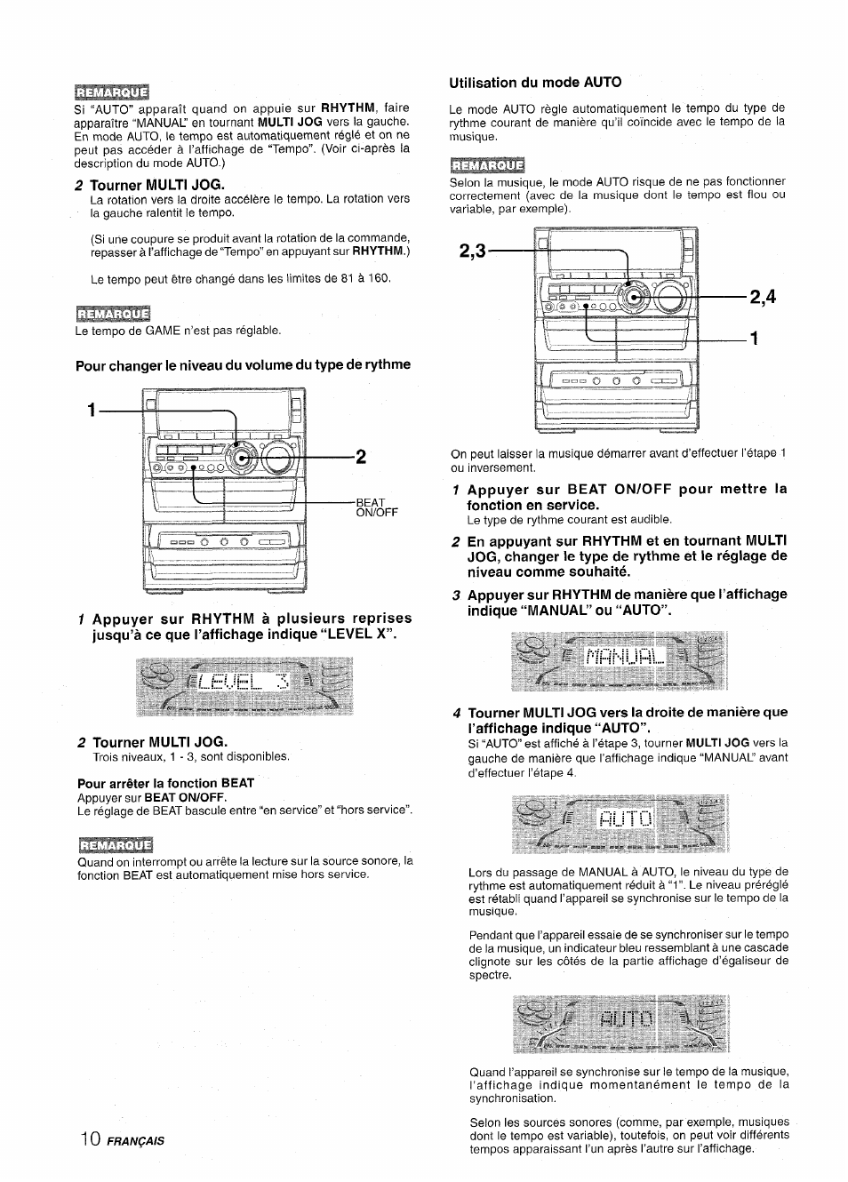 Pour arrêter la fonction beat, Huit, Fuel 3 | Aiwa NSX-A888 User Manual | Page 70 / 92