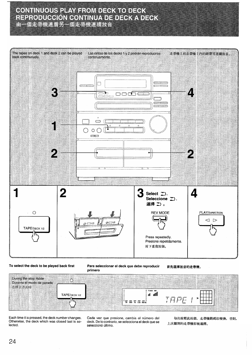 Select z)- seleccione z), Stsískfflo, T r p e | Aiwa SX-N332 User Manual | Page 24 / 60