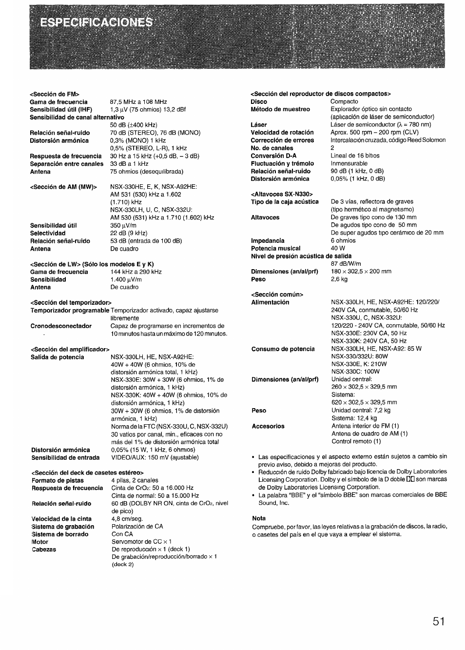 Aiwa SX-N332 User Manual | Page 51 / 60