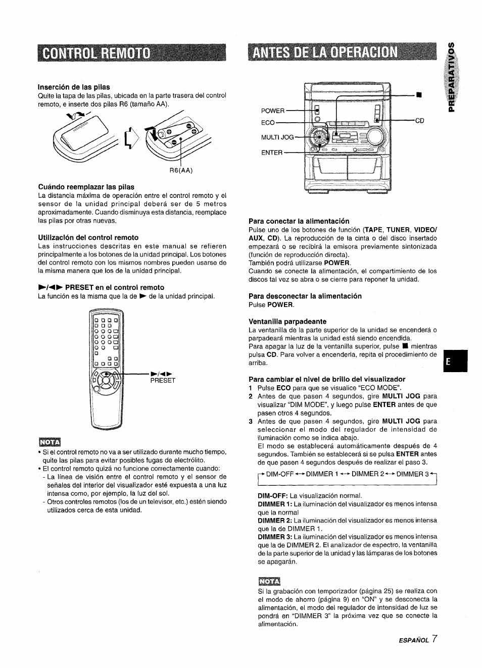 Control remot, Antes, Control remot antes | Aiwa CX NMA545 User Manual | Page 35 / 88