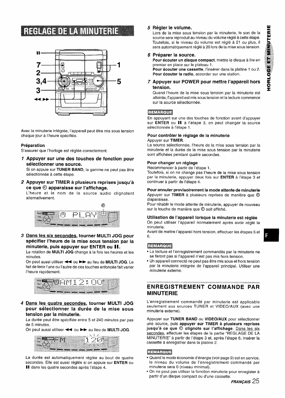 Reglage de la minuteri, Enregistrement commande par minuterie, Reglage de la minuterie | Aiwa CX NMA545 User Manual | Page 81 / 88