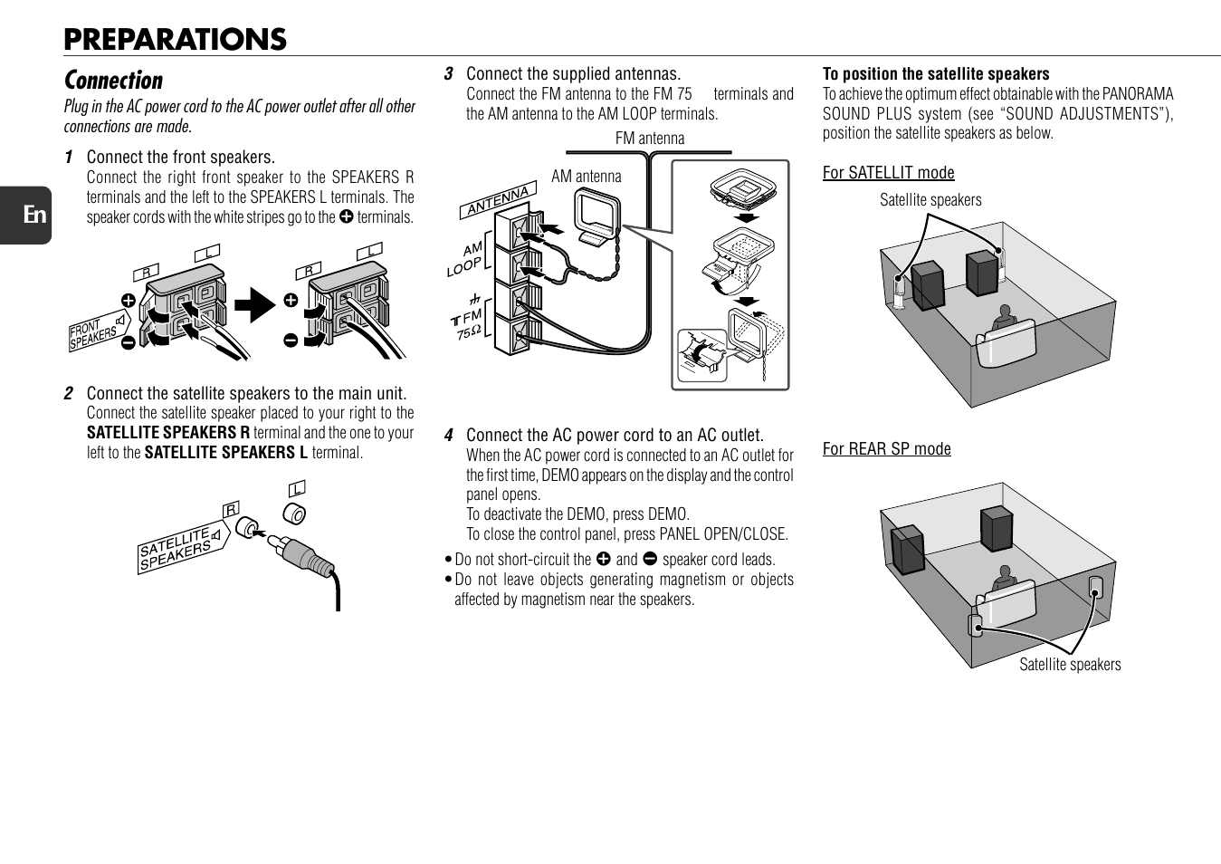 Preparations, Connection | Aiwa NSX-AJ800 User Manual | Page 4 / 23