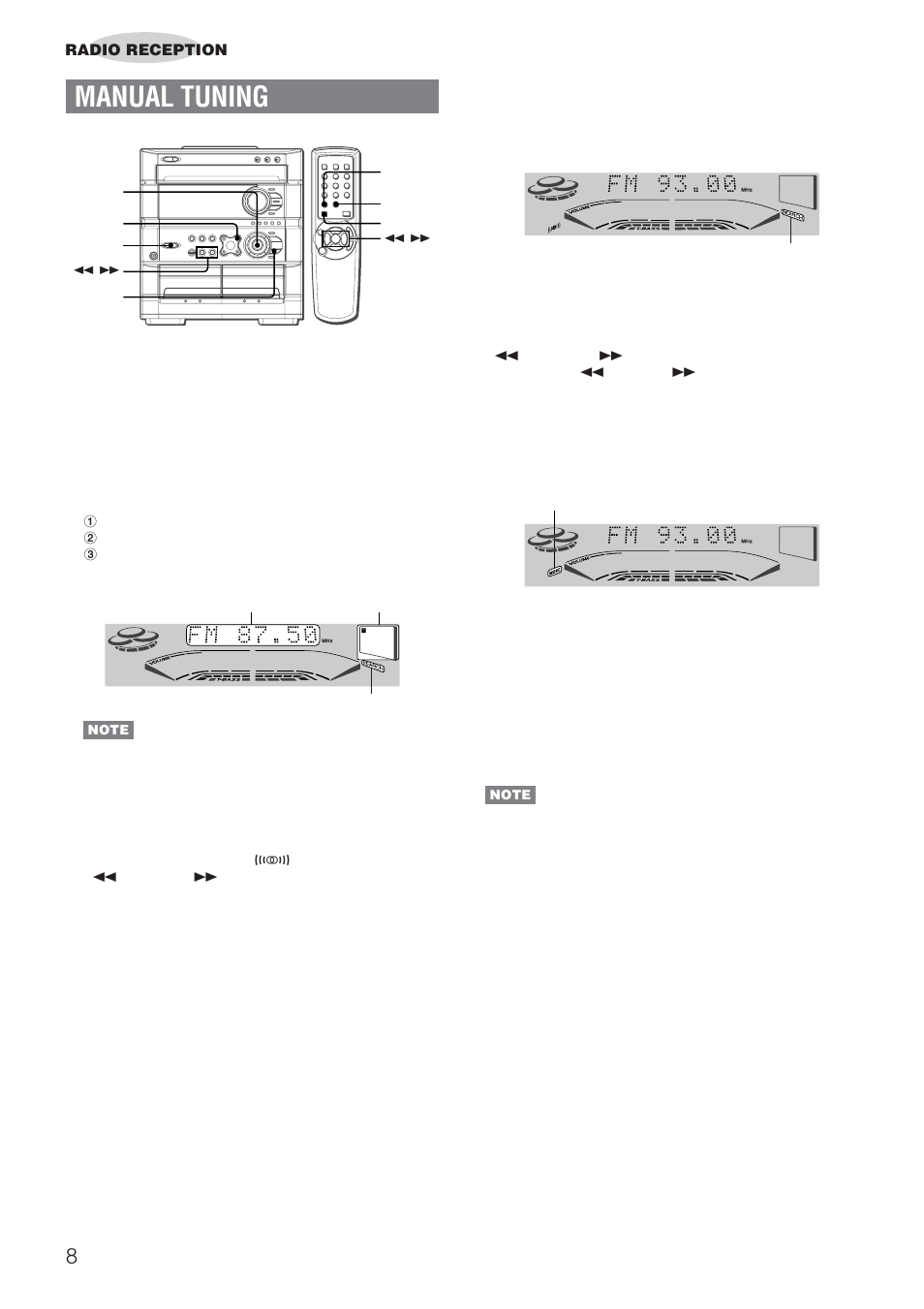Manual tuning | Aiwa DINA Z-A60 User Manual | Page 8 / 20