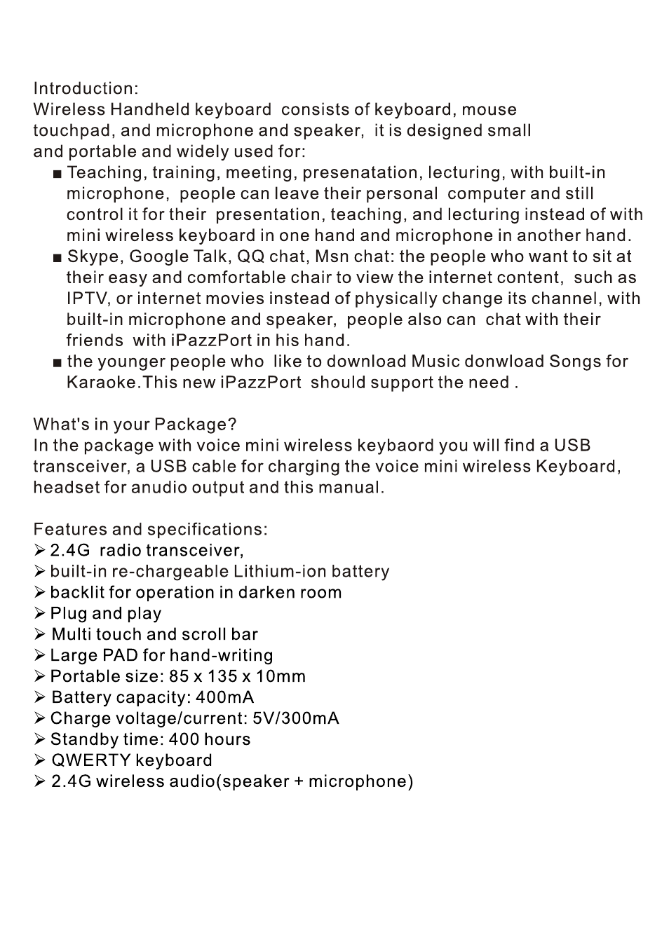 iPazzPort KP-810-05V User Manual | Page 2 / 9