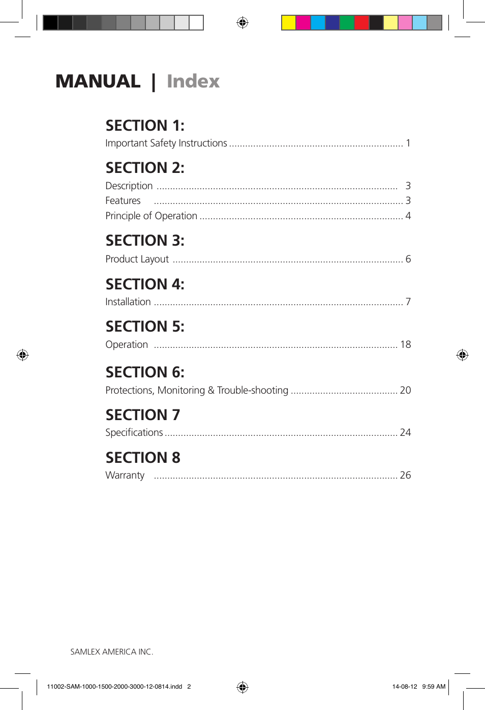 Manual | index | Samlex America SAM-3000-12 User Manual | Page 2 / 32