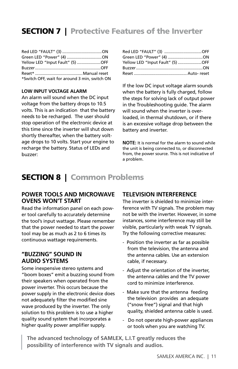 Samlex America SAM-450-12E User Manual | Page 11 / 16