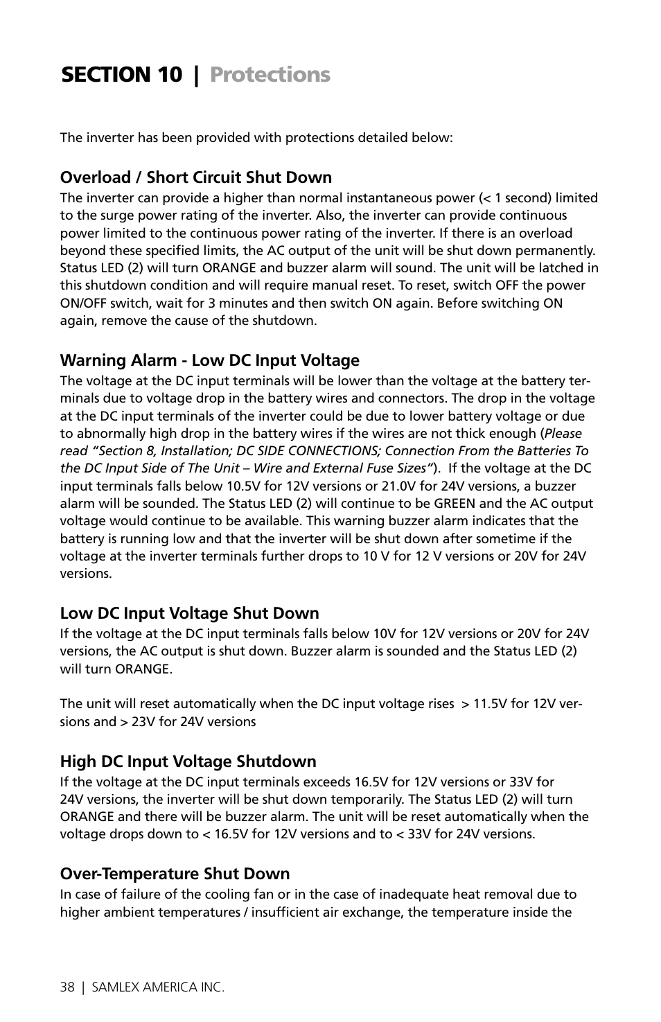Samlex America PST-30S-24E User Manual | Page 38 / 48