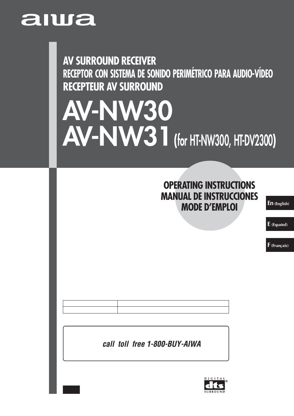 Aiwa AV-NW30 User Manual | 20 pages