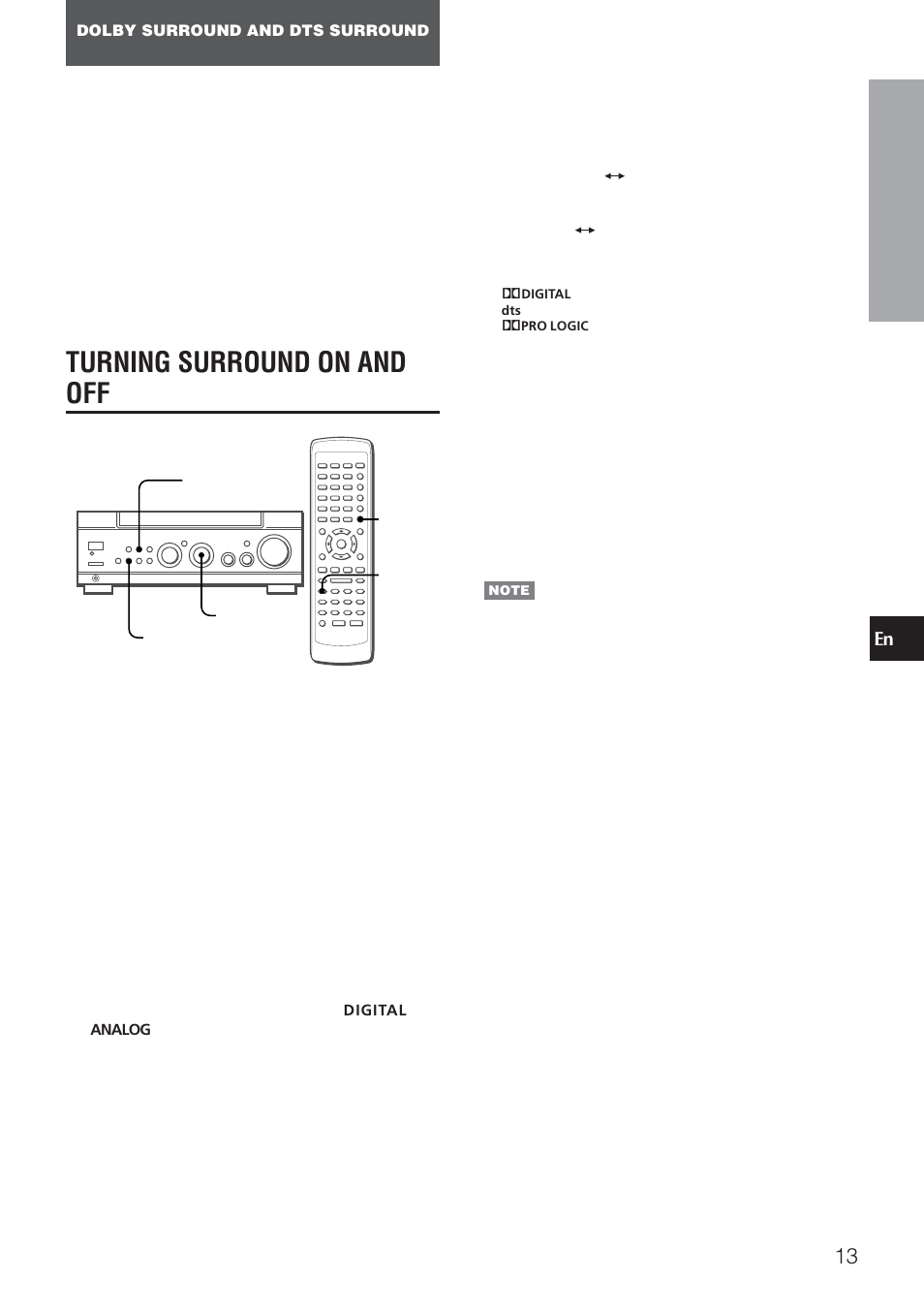 Turning surround on and off | Aiwa AV-NW30 User Manual | Page 13 / 20