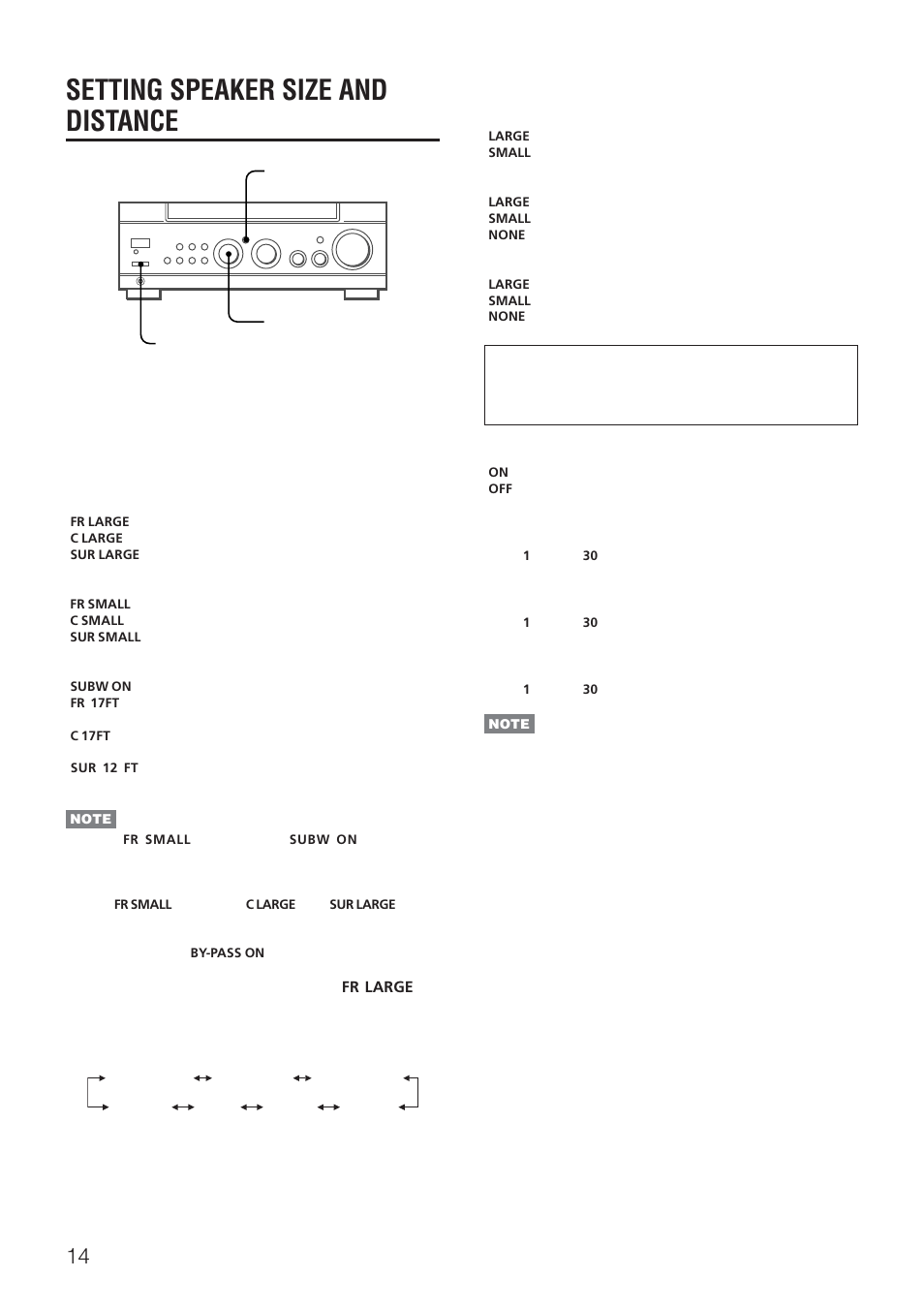 Setting speaker size and distance | Aiwa AV-NW30 User Manual | Page 14 / 20