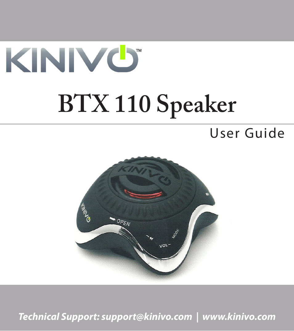 Kinivo BTX110 Wireless Bluetooth Mini Portable Speaker User Manual | 27 pages