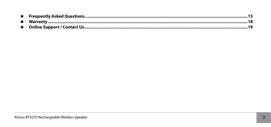 Kinivo BTX270 Wireless Bluetooth Speaker User Manual | Page 3 / 20