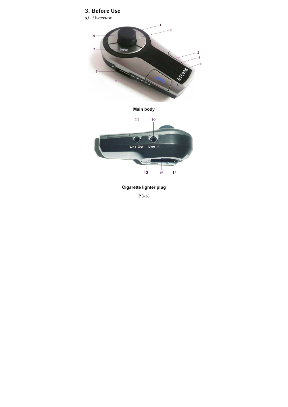 Before use | Kinivo BTC8 Bluetooth FM Transmitter User Manual | Page 5 / 18