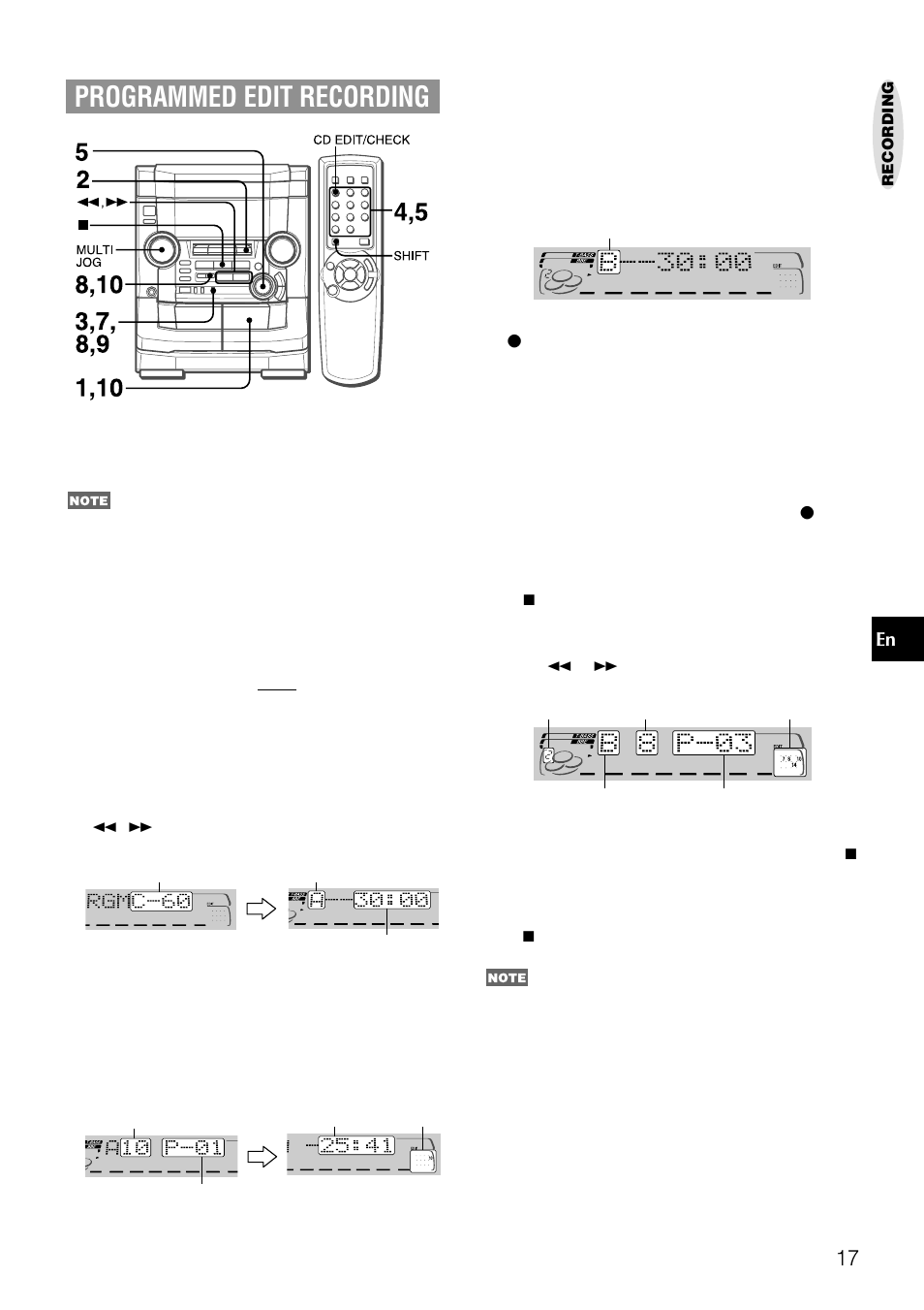 Programmed edit recording | Aiwa NSX-AJ50 User Manual | Page 17 / 68