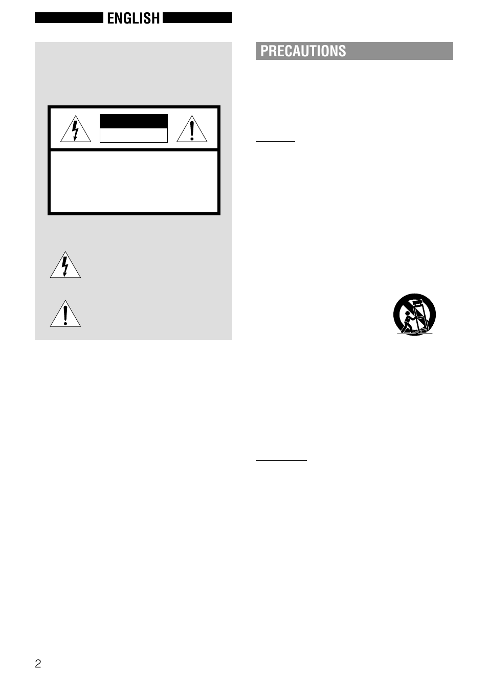 English, Precautions, Warning | Aiwa NSX-AJ50 User Manual | Page 2 / 68