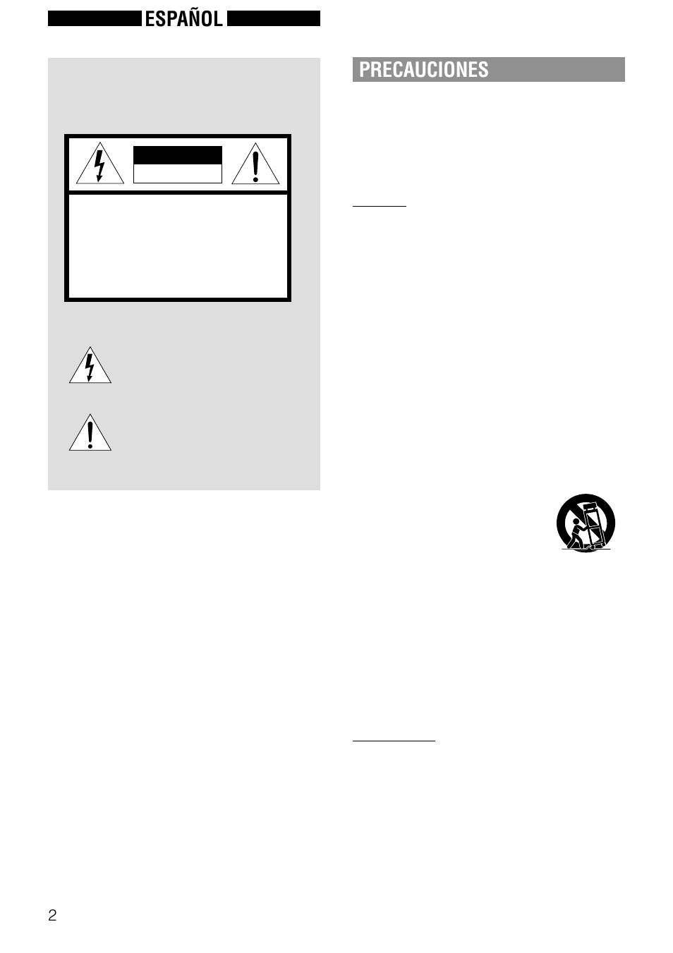 Español, Precauciones, Advertencia | Aiwa NSX-AJ50 User Manual | Page 25 / 68