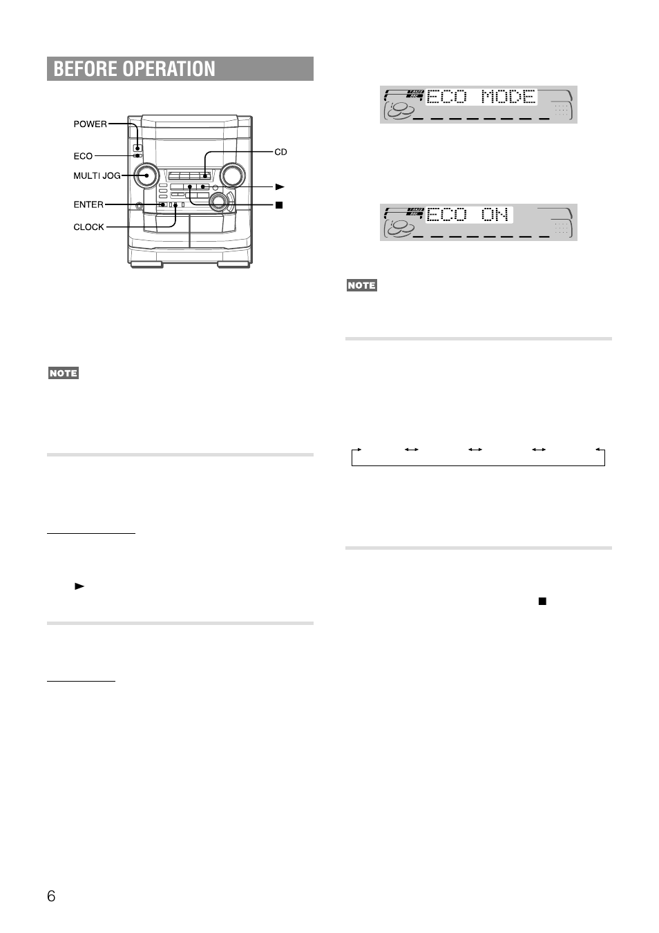 Before operation, Demo(demonstration), Setting power economizing mode | Dimmer mode, Flash window | Aiwa NSX-AJ50 User Manual | Page 6 / 68