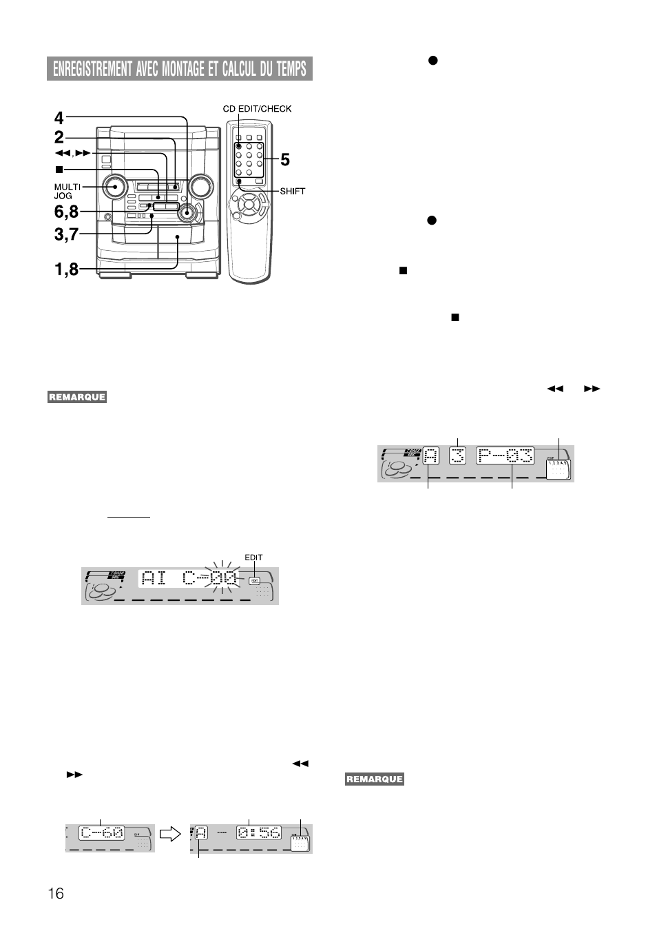 Enregistrement avec montage et calcul du temps | Aiwa NSX-AJ50 User Manual | Page 61 / 68