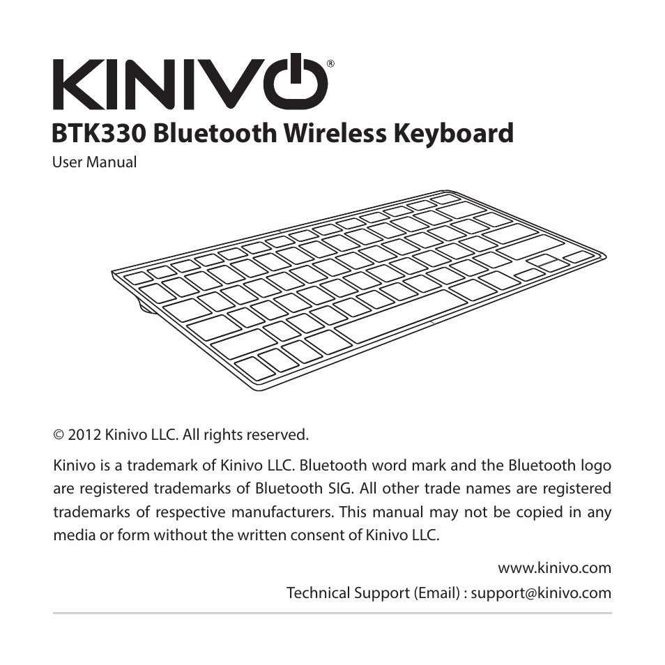 Kinivo BTK330 Bluetooth Wireless Keyboard User Manual | 14 pages