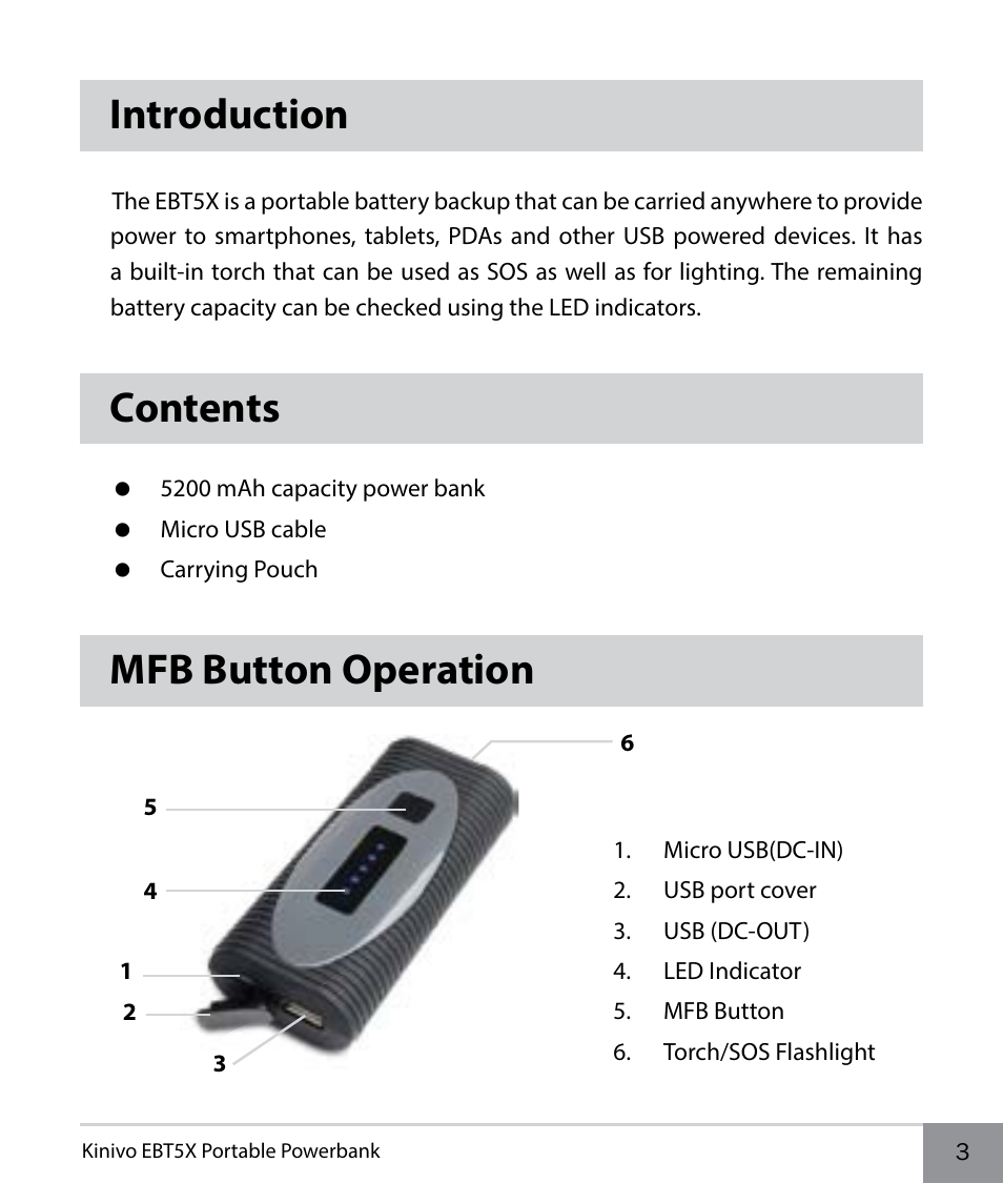 Kinivo EBT5X Portable Powerbank EN User Manual | Page 3 / 10