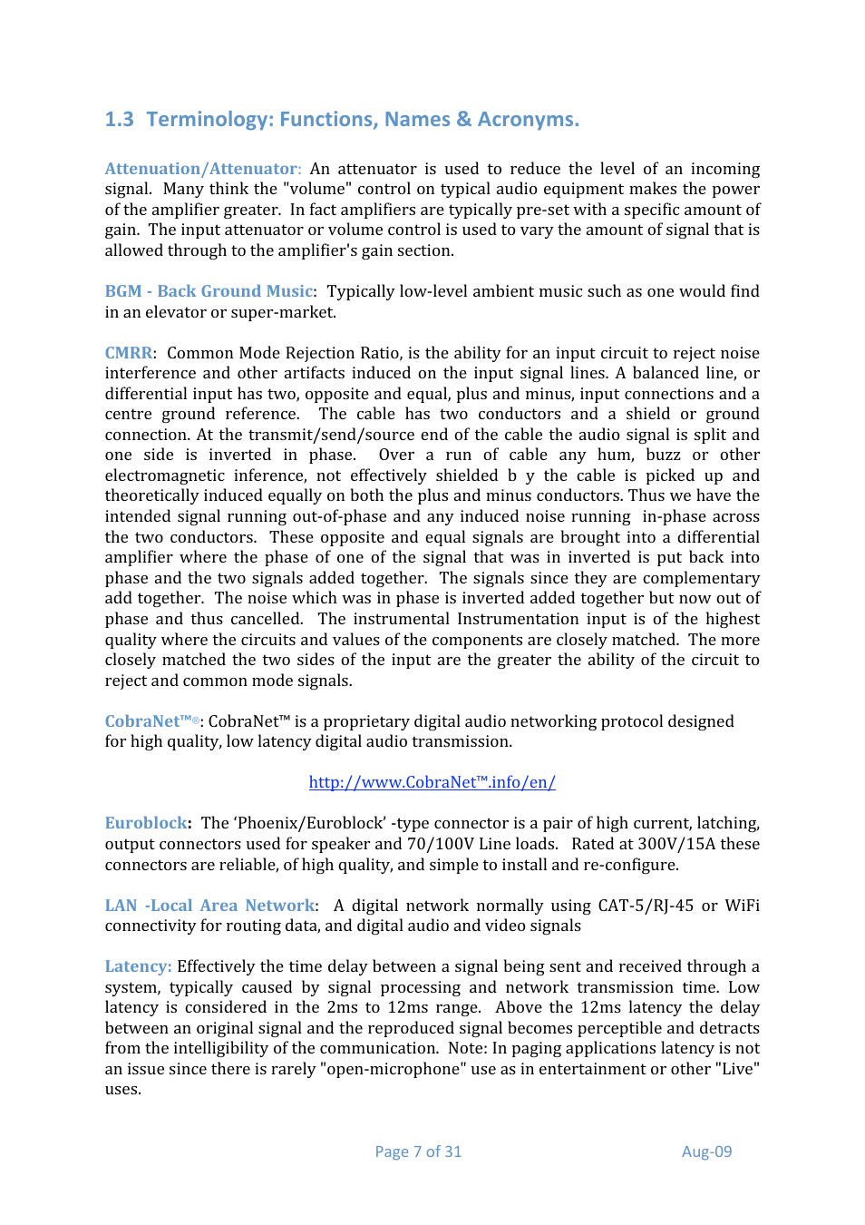 3 terminology: functions, names & acronyms | Media Technology Systems ION8.8 User Manual | Page 7 / 31