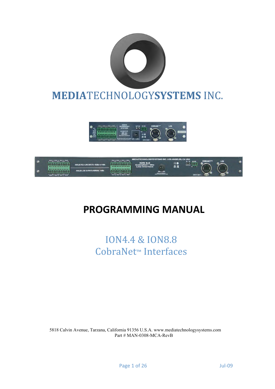 Media Technology Systems ION8.8 User Manual | 26 pages