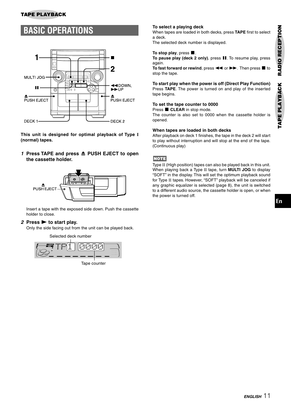 Basic operations | Aiwa CX-NAJ54 User Manual | Page 11 / 68