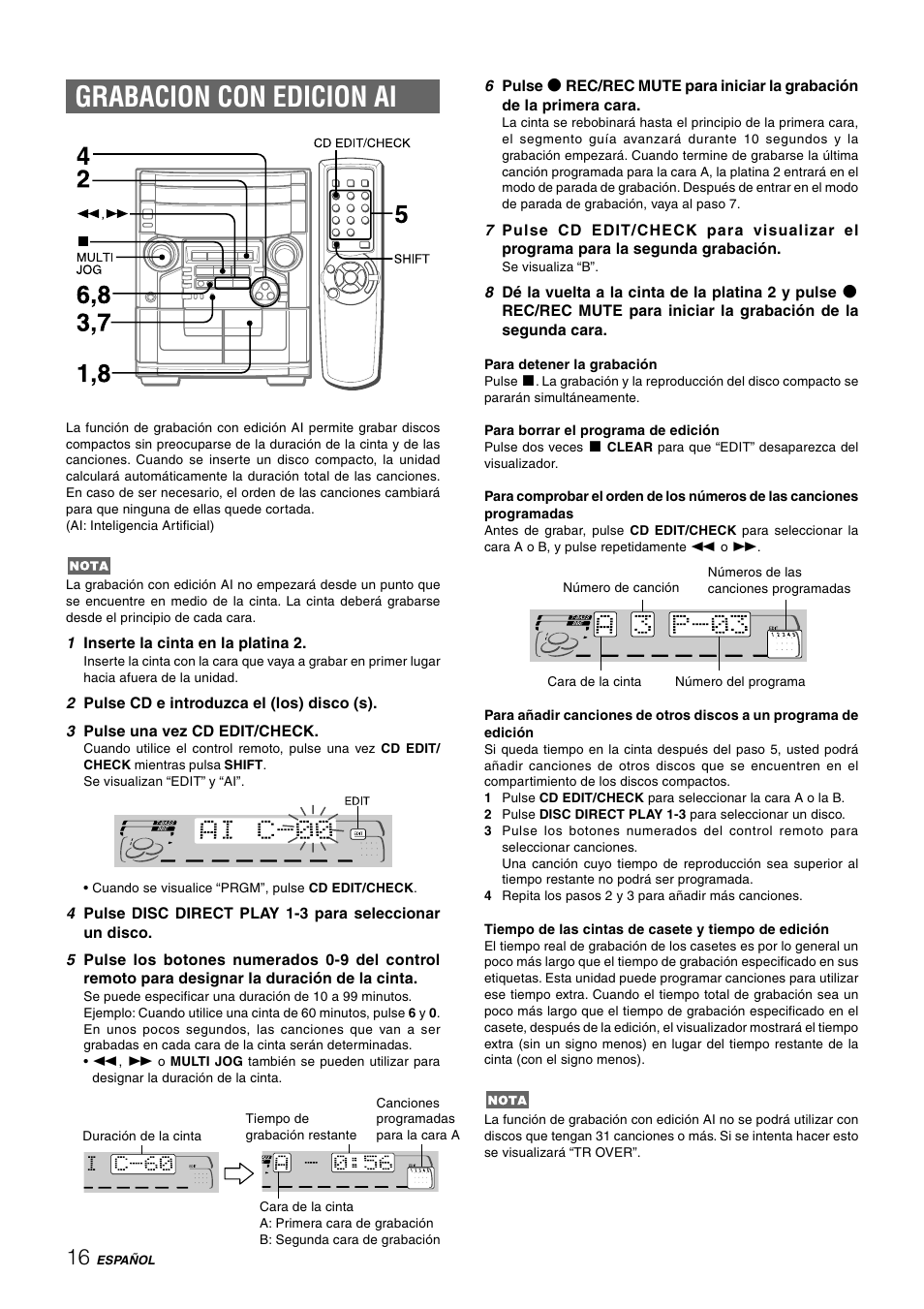 Grabacion con edicion ai | Aiwa CX-NAJ54 User Manual | Page 39 / 68