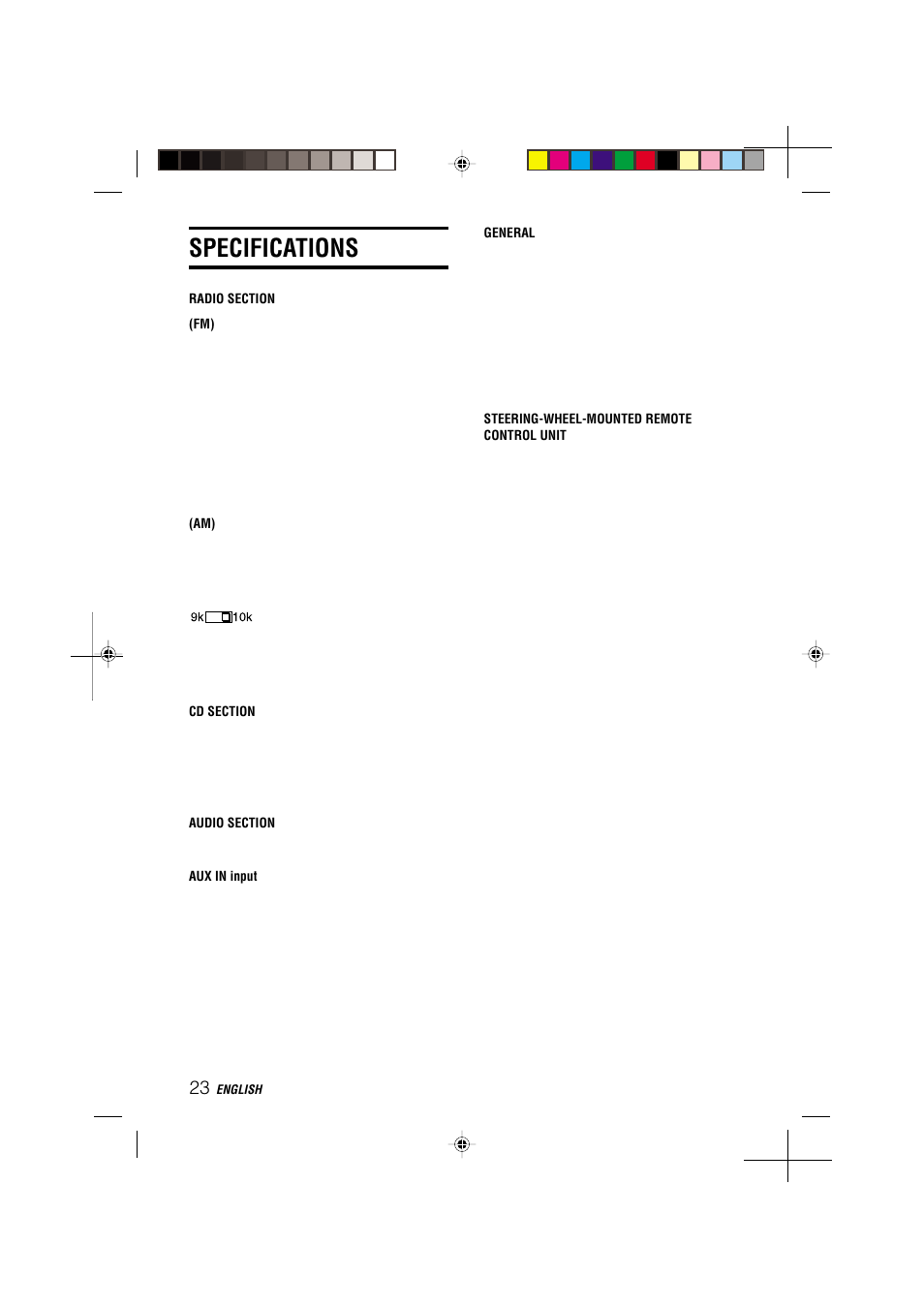 Specifications | Aiwa CDC-MP3 User Manual | Page 24 / 70