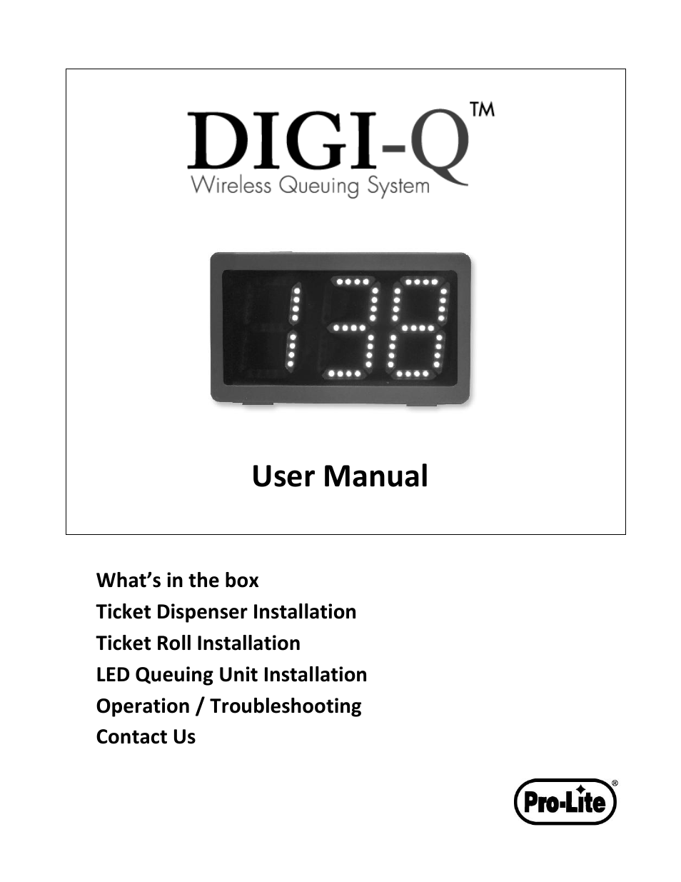 Pro-Lite DIGI-Q User Manual | 7 pages
