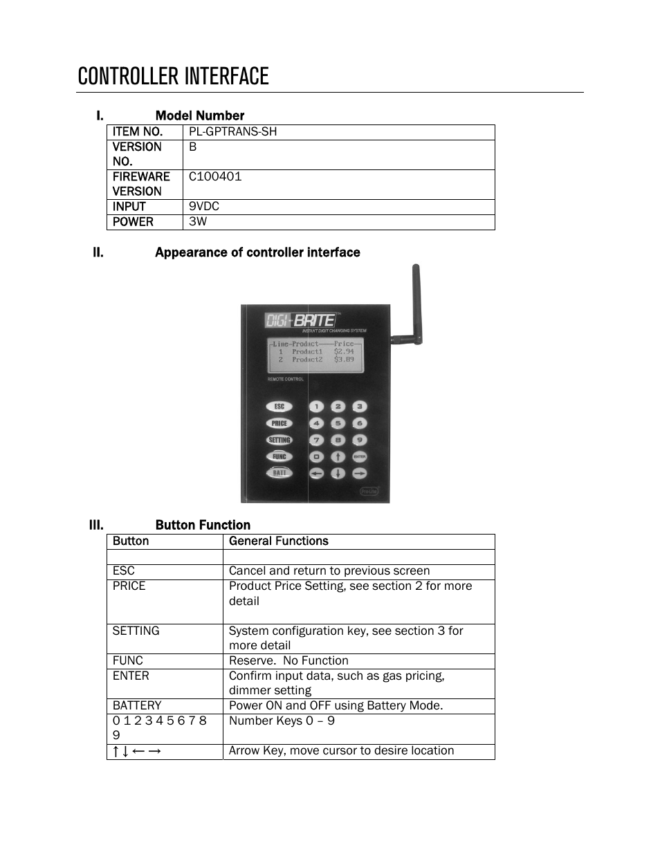 Contr, Roller, Interfa | Page 1 | Pro-Lite Gas Pricers User Manual | Page 3 / 12