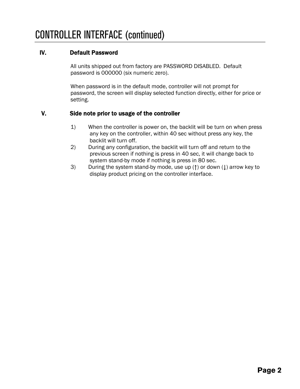 Controller interface (continued) | Pro-Lite Gas Pricers User Manual | Page 4 / 12