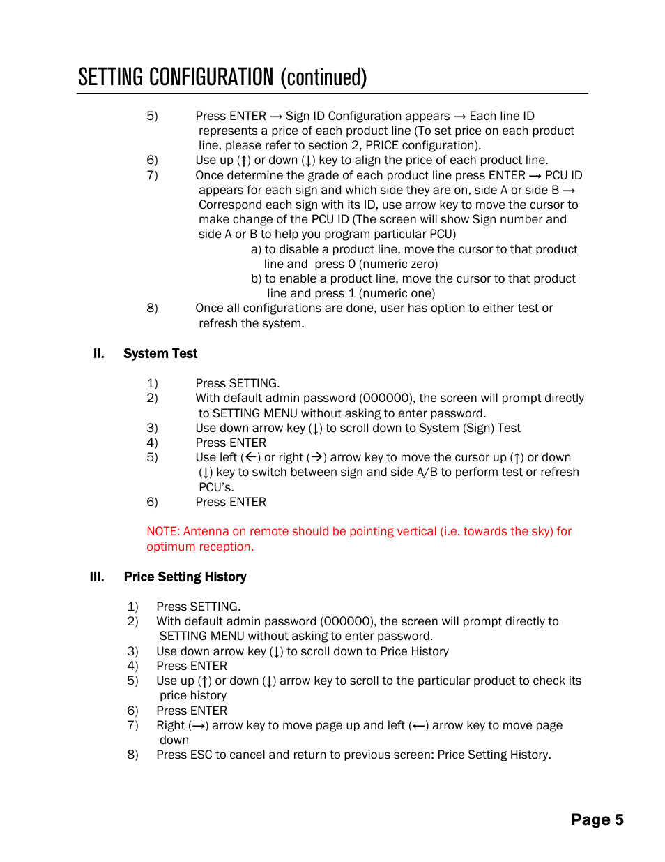 Setting configuration (continued), Page 5 | Pro-Lite Gas Pricers User Manual | Page 7 / 12