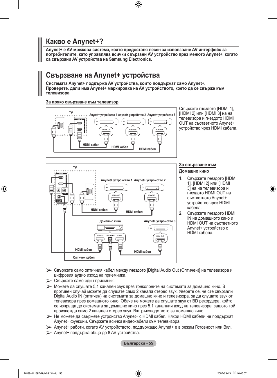 Какво е anynet, Свързване на anynet+ устройства | Samsung LE40R88BD User Manual | Page 305 / 560