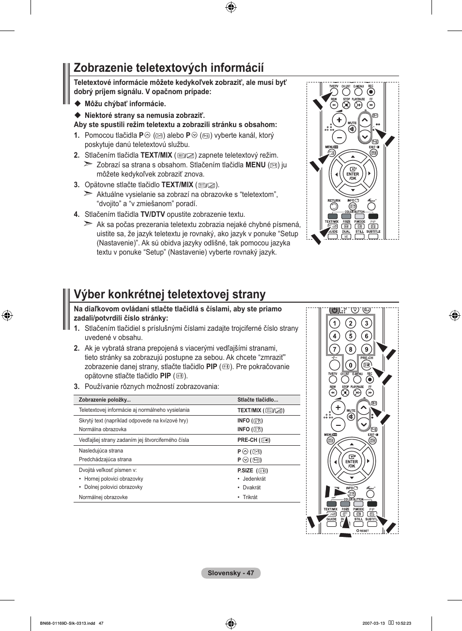 Zobrazenie teletextových informácií, Výber konkrétnej teletextovej strany | Samsung LE40R88BD User Manual | Page 483 / 560