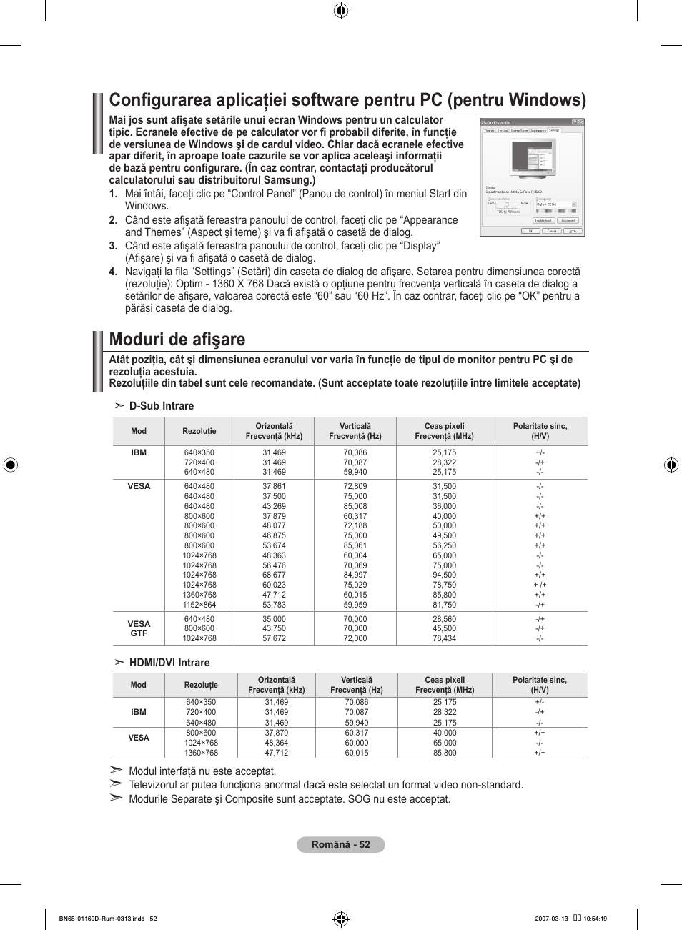 Moduri de afişare | Samsung LE40R88BD User Manual | Page 550 / 560