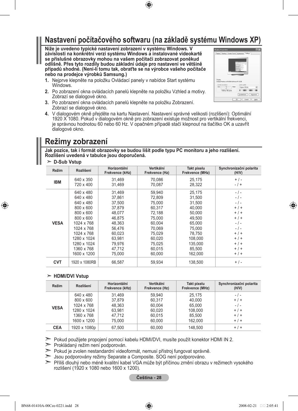 Režimy zobrazení | Samsung LE46A551P2R User Manual | Page 500 / 629