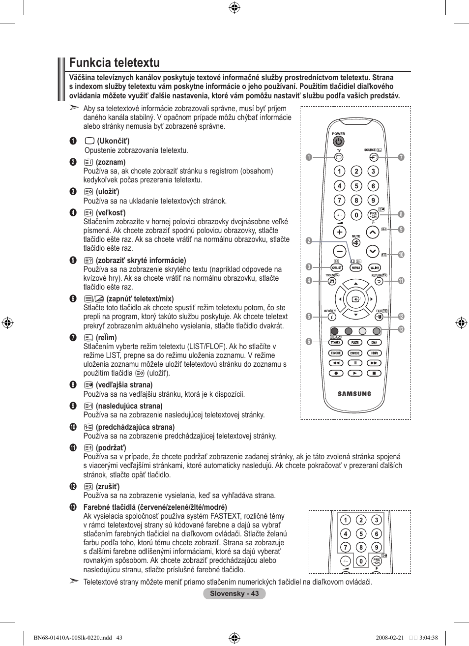 Funkcia teletextu | Samsung LE46A551P2R User Manual | Page 567 / 629
