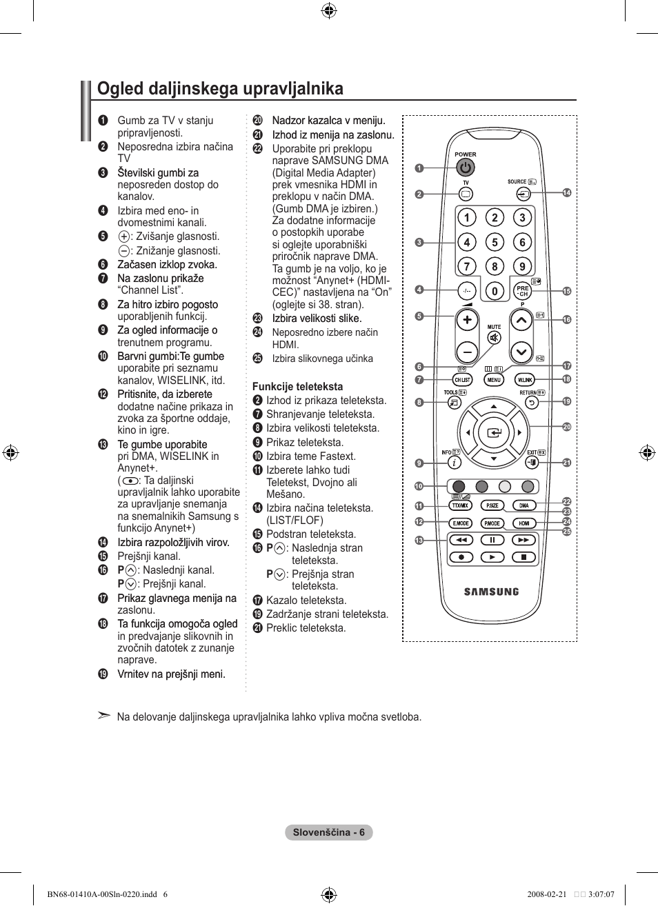 Ogled daljinskega upravljalnika | Samsung LE46A551P2R User Manual | Page 582 / 629