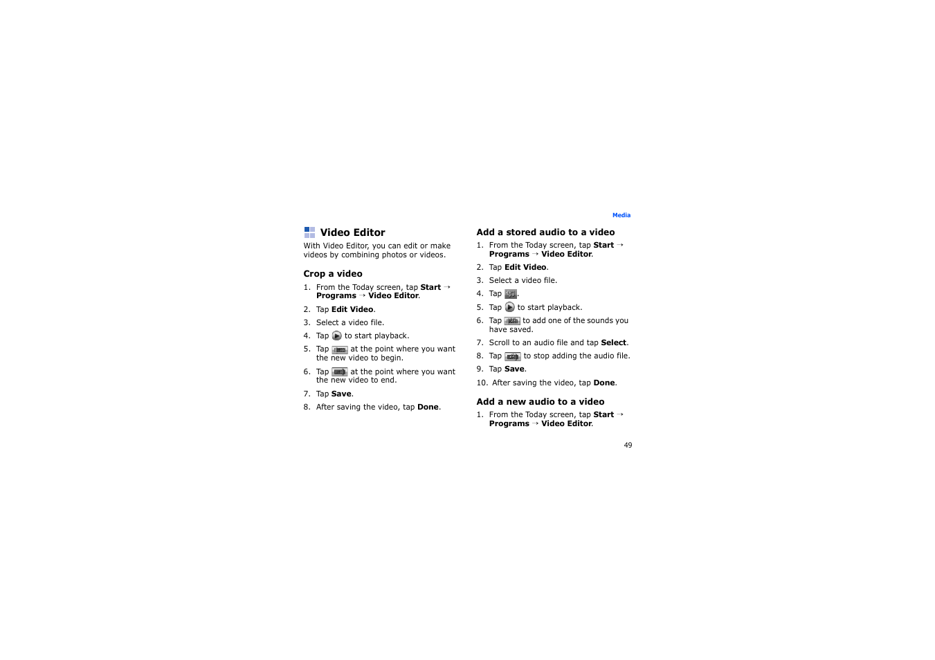 Video editor | Samsung SGH-i900 User Manual | Page 51 / 110