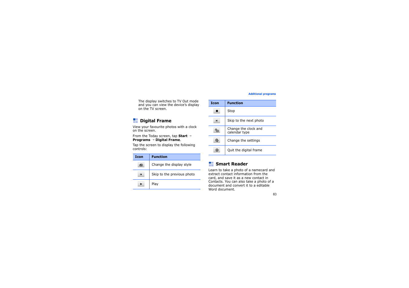 Digital frame, Smart reader, Digital frame smart reader | Samsung SGH-i900 User Manual | Page 85 / 110