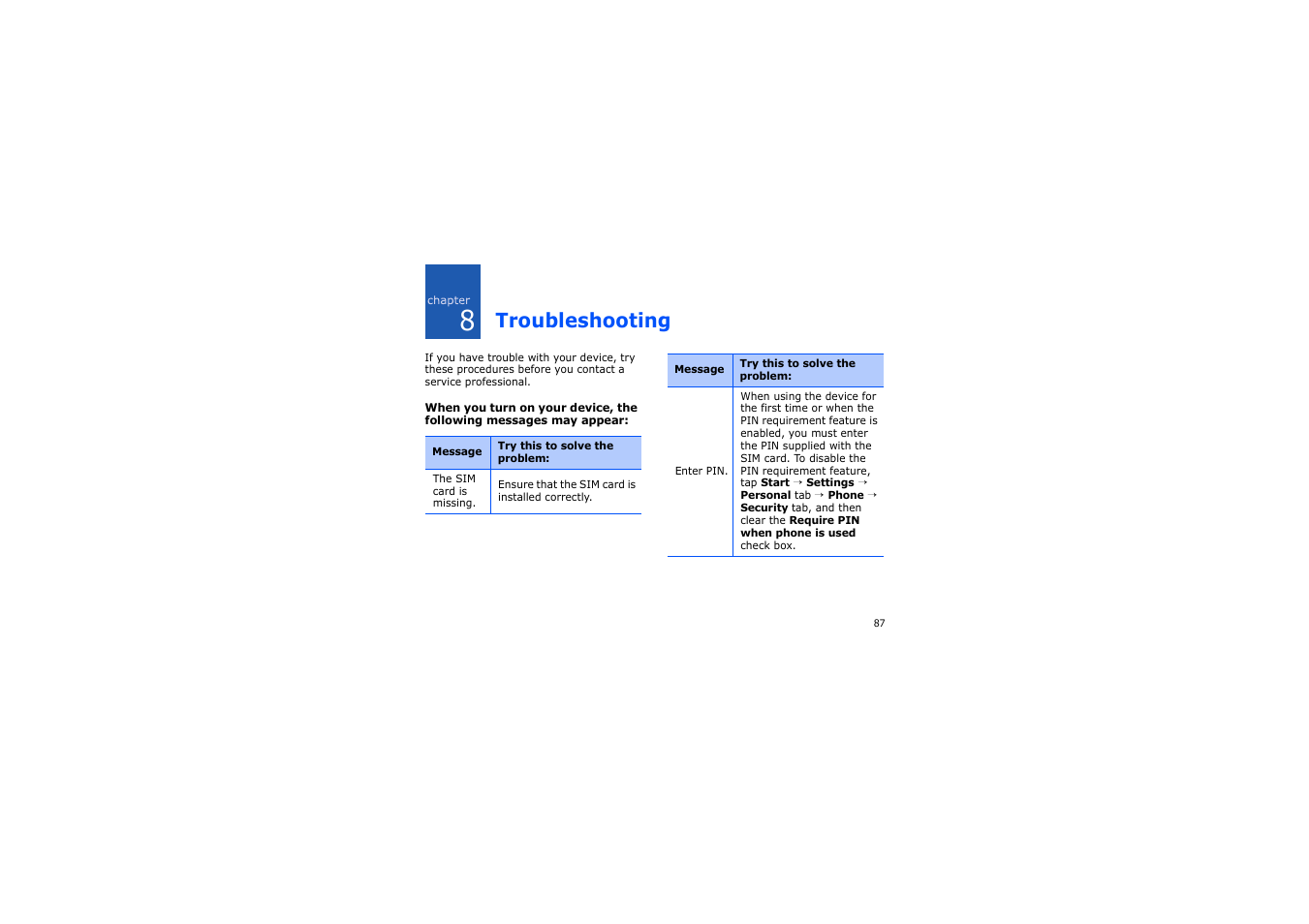 Troubleshooting | Samsung SGH-i900 User Manual | Page 89 / 110