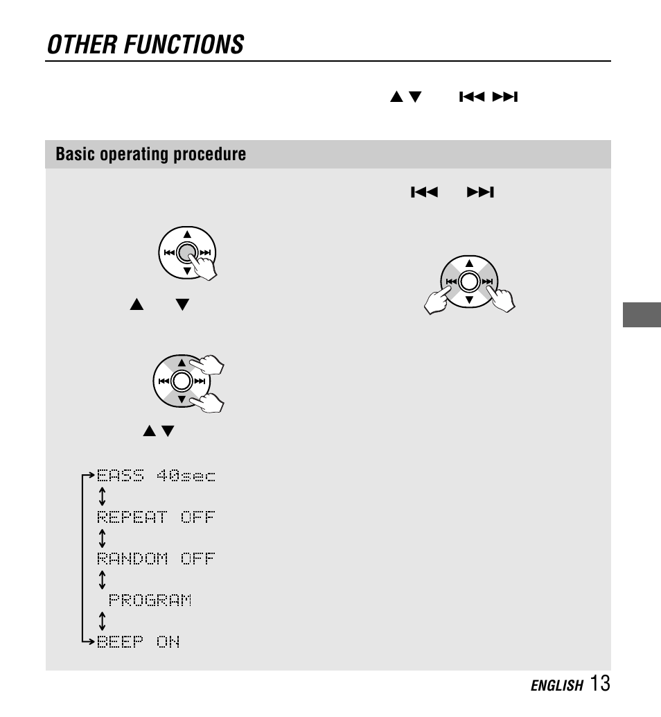 Other functions, Basic operating procedure 3 | Aiwa XP-Z3C User Manual | Page 13 / 32