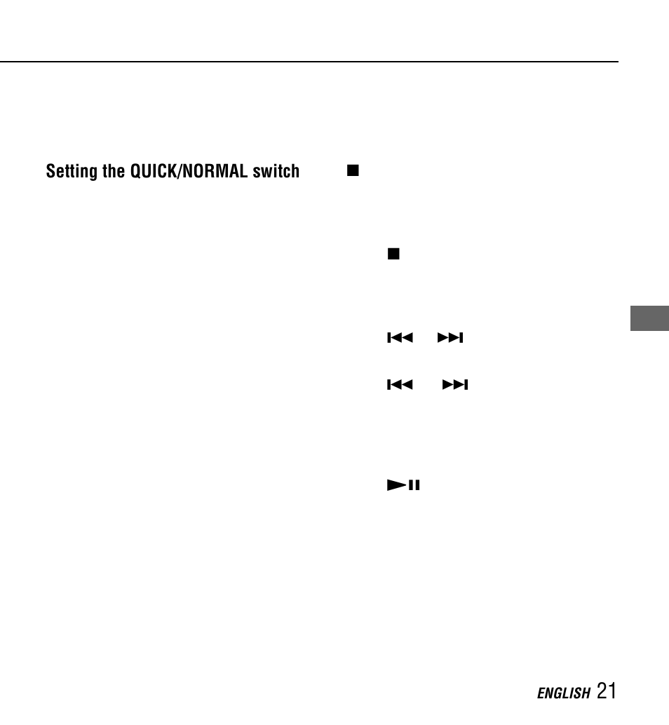 Setting the quick/normal switch | Aiwa XP-Z3C User Manual | Page 21 / 32