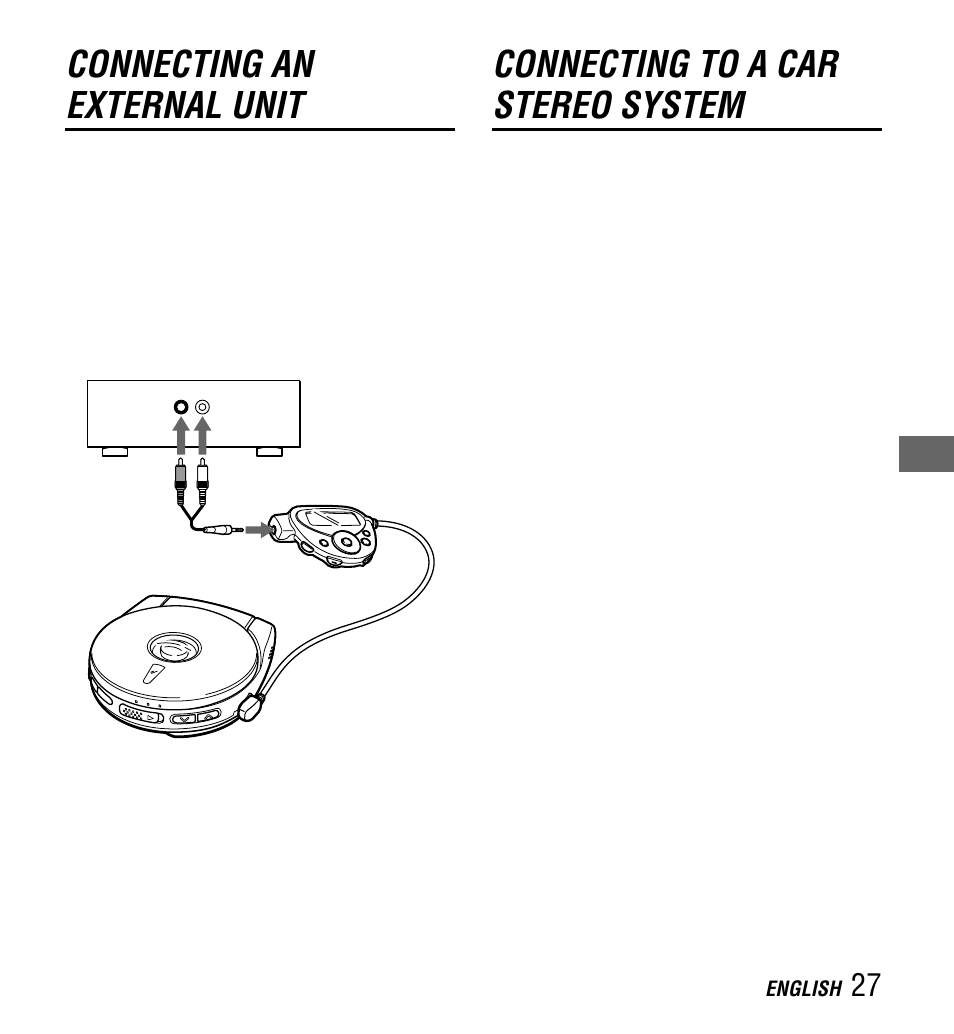 Connecting an external unit, Connecting to a car stereo system | Aiwa XP-Z3C User Manual | Page 27 / 32