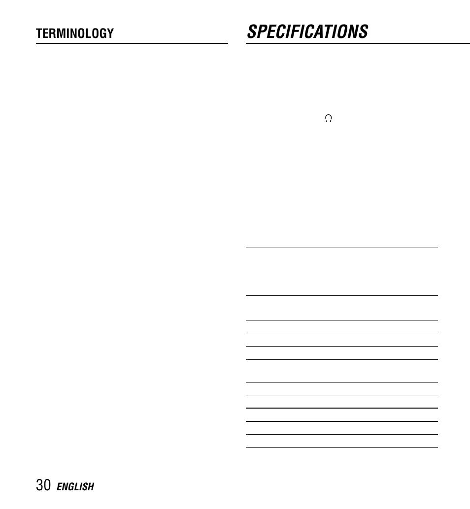 Specifications, Terminology | Aiwa XP-Z3C User Manual | Page 30 / 32