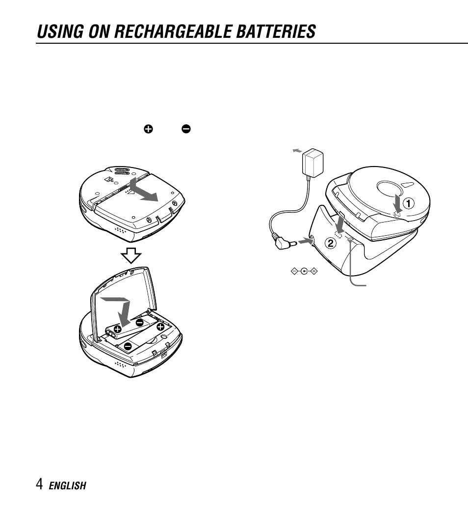 Using on rechargeable batteries | Aiwa XP-Z3C User Manual | Page 4 / 32